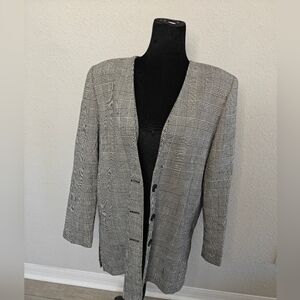 Casual Corner Black and White Plaid Blazer